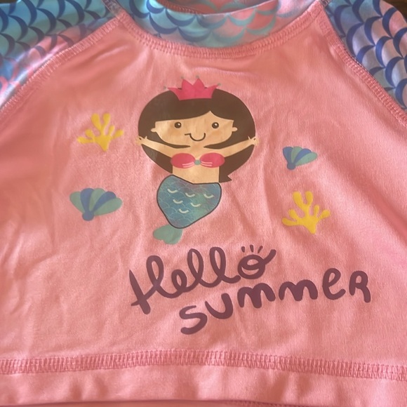 Swiggles 2 Piece Mermaid Swimsuit Short Sleeve Size 12 Months - Picture 2 of 4